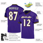 Custom Purple White-Old Gold Mesh Authentic Throwback Football Jersey photo 4