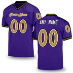 Custom Purple Old Gold-Black Mesh Authentic Throwback Football Jersey