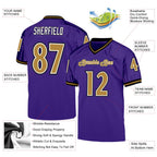 Custom Purple Old Gold-Black Mesh Authentic Throwback Football Jersey photo 4