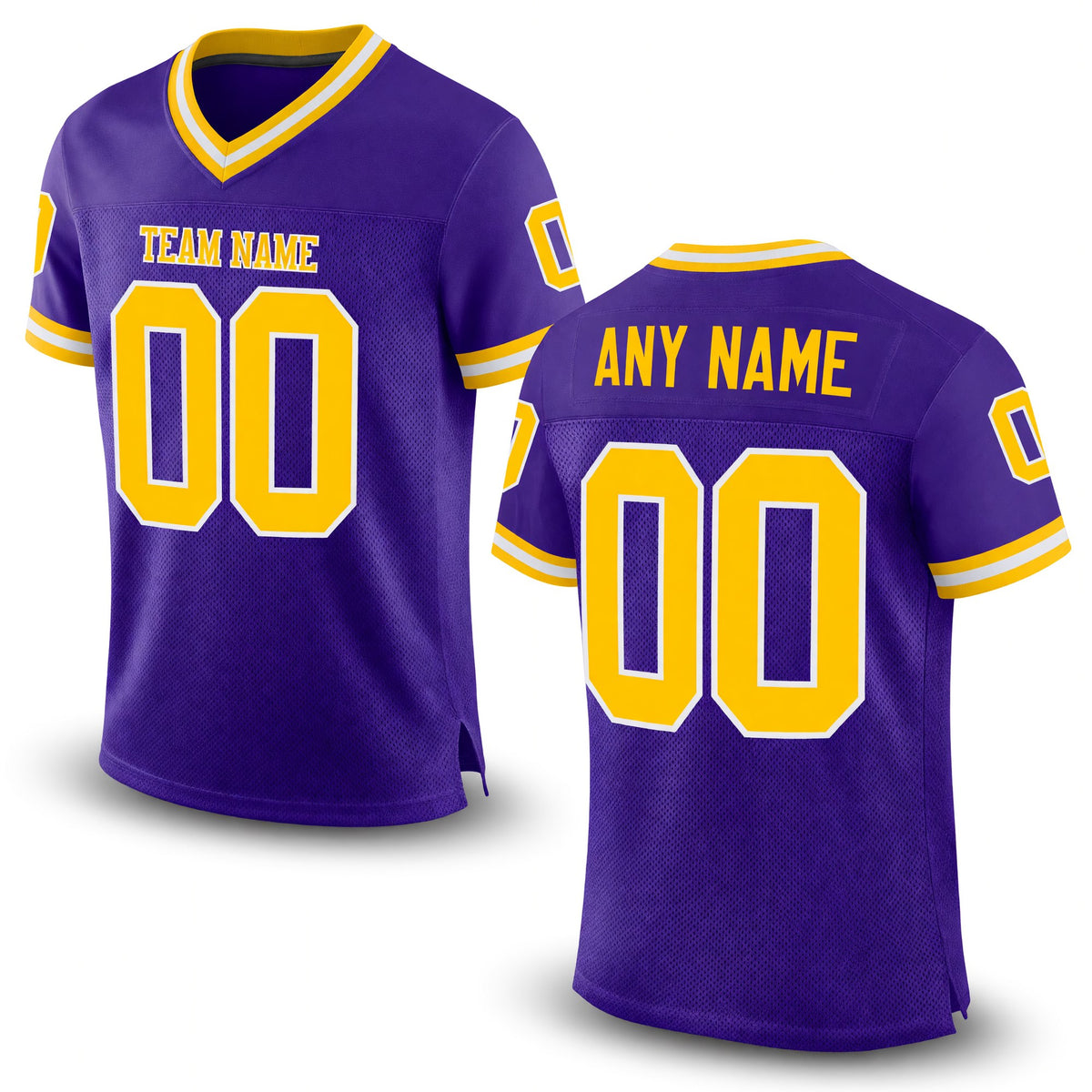 Custom Purple Gold-White Mesh Authentic Throwback Football Jersey