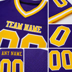 Custom Purple Gold-White Mesh Authentic Throwback Football Jersey detail