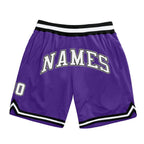 Custom Purple White-Black Authentic Throwback Basketball Shorts photo 1
