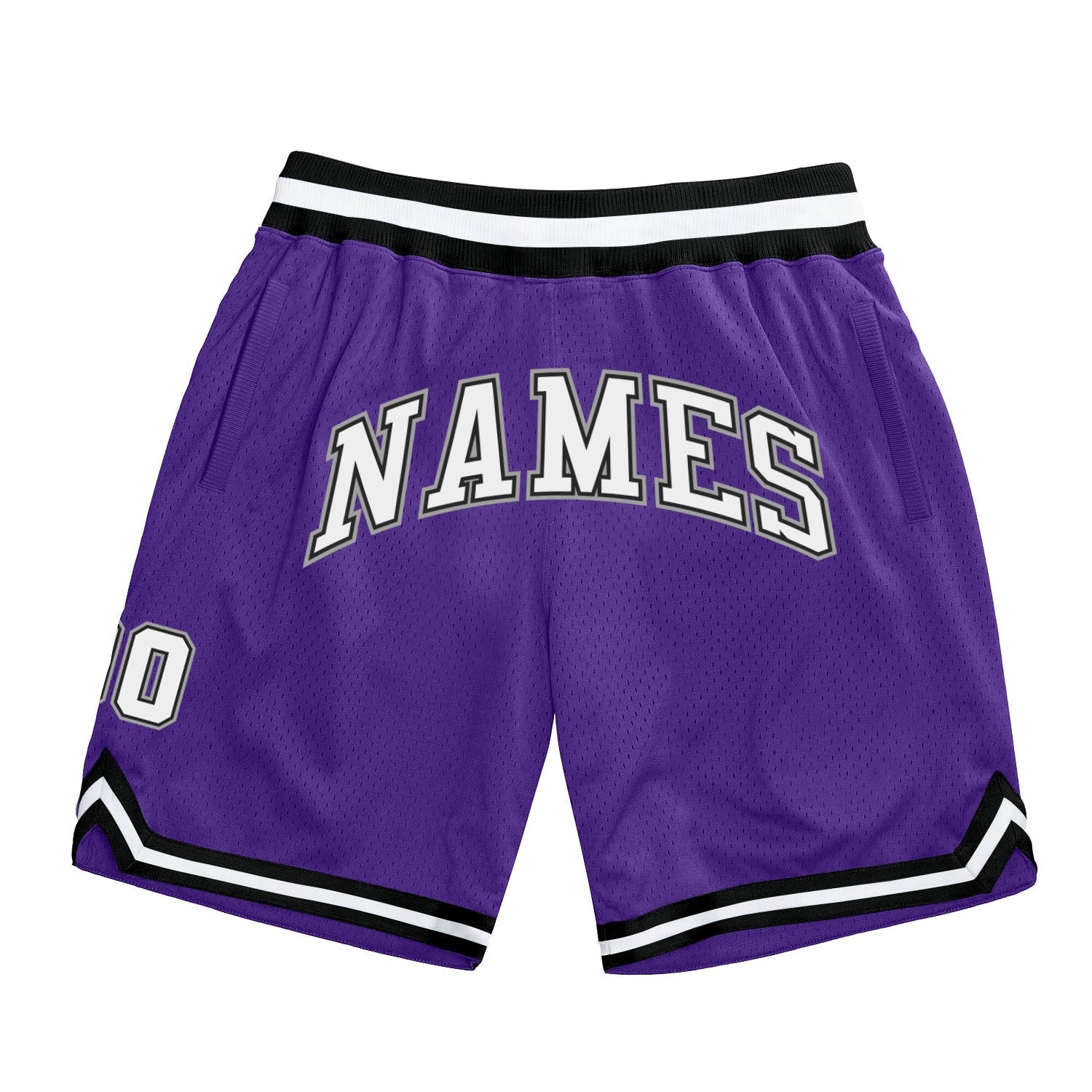 Custom Purple White-Black Authentic Throwback Basketball Shorts photo 1