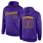Custom Stitched Purple Purple-Gold Sports Pullover Sweatshirt Hoodie