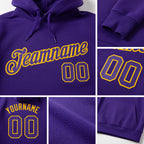 Custom Stitched Purple Purple-Gold Sports Pullover Sweatshirt Hoodie detail