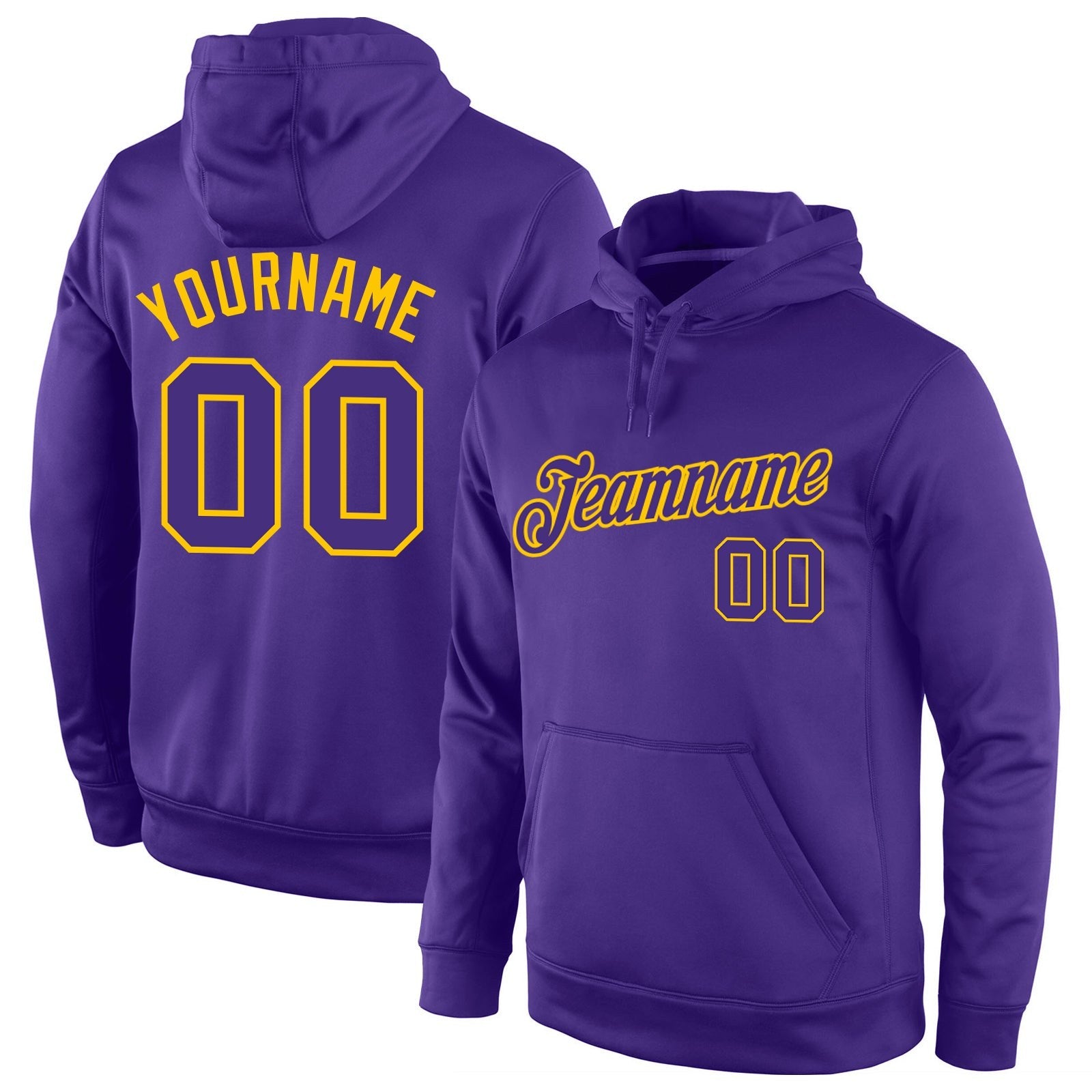 Custom Stitched Purple Purple-Gold Sports Pullover Sweatshirt Hoodie photo 1