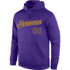 Custom Stitched Purple Purple-Gold Sports Pullover Sweatshirt Hoodie photo 2