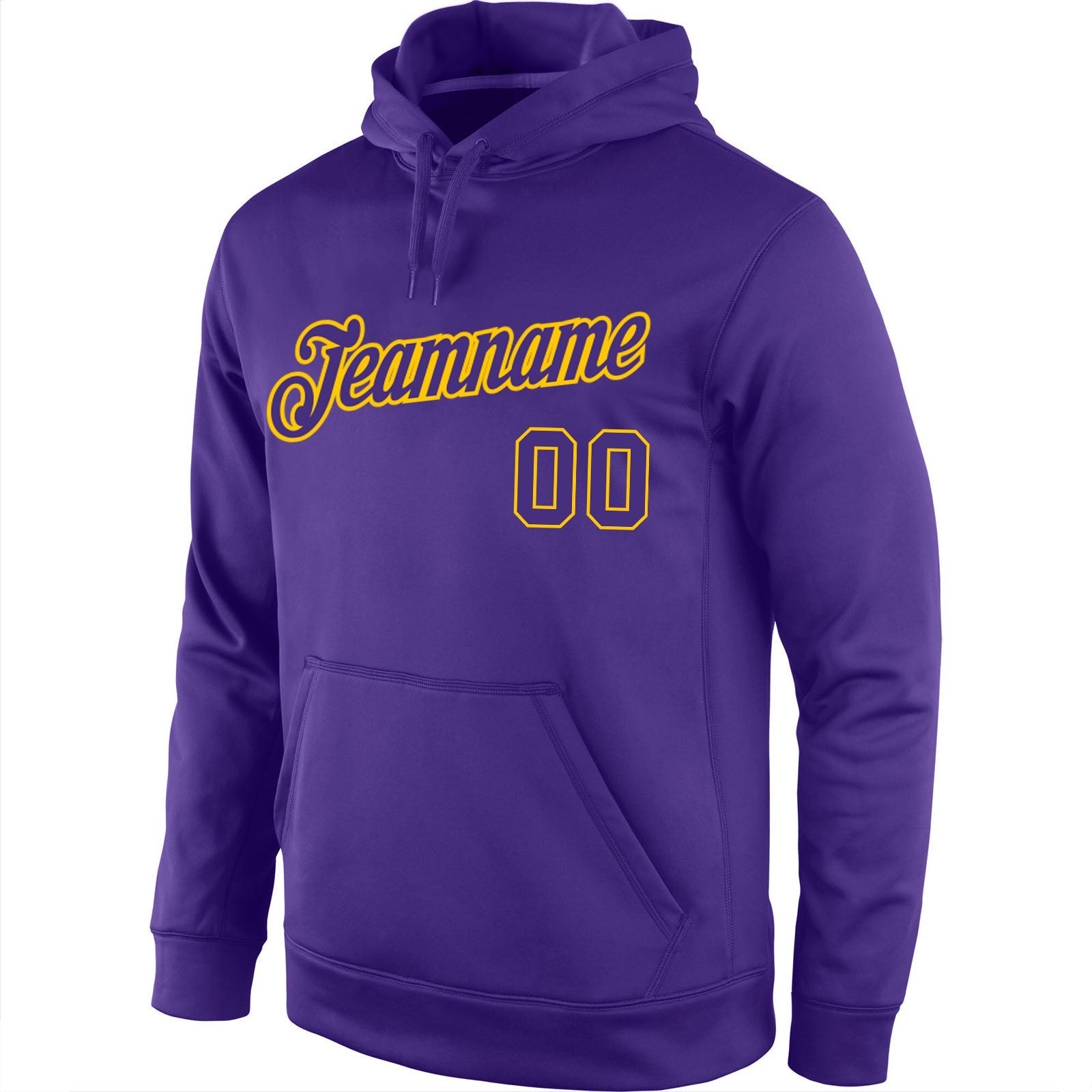 Custom Stitched Purple Purple-Gold Sports Pullover Sweatshirt Hoodie photo 2