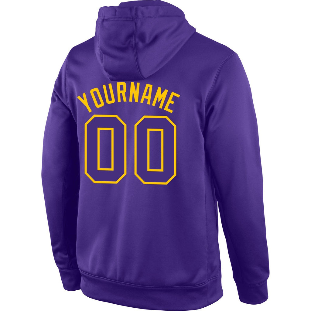 Custom Stitched Purple Purple-Gold Sports Pullover Sweatshirt Hoodie photo 3