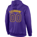 Custom Stitched Purple Purple-Gold Sports Pullover Sweatshirt Hoodie photo 3