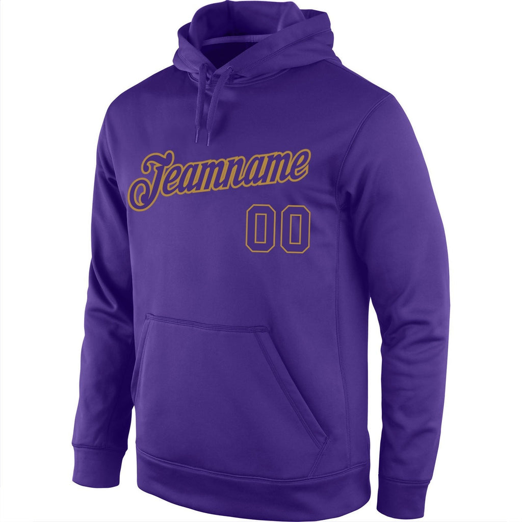 Custom Stitched Purple Purple-Old Gold Sports Pullover Sweatshirt Hoodie photo 2