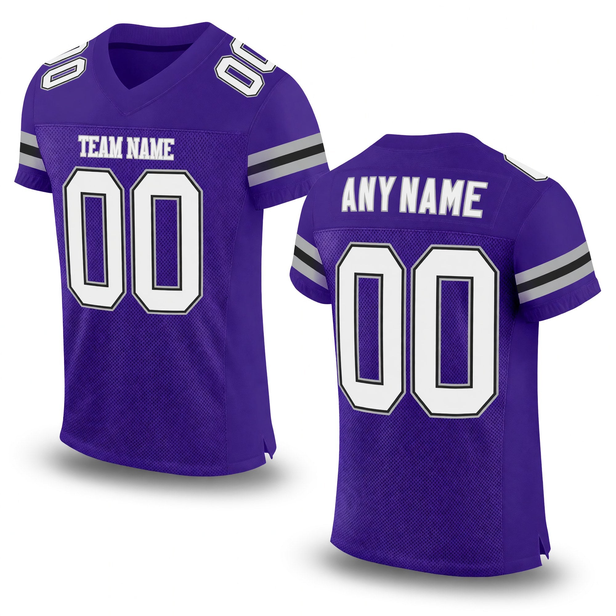 Custom Purple White-Gray Mesh Authentic Football Jersey