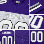 Custom Purple White-Gray Mesh Authentic Football Jersey detail