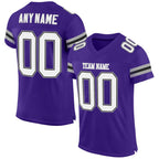Custom Purple White-Gray Mesh Authentic Football Jersey photo 1