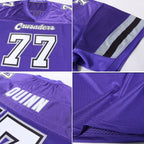 Custom Purple White-Gray Mesh Authentic Football Jersey photo 4