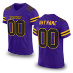 Custom Purple Black-Gold Mesh Authentic Football Jersey