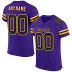 Custom Purple Black-Gold Mesh Authentic Football Jersey photo 1