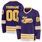 Custom Purple Gold-White Hockey Jersey photo 1