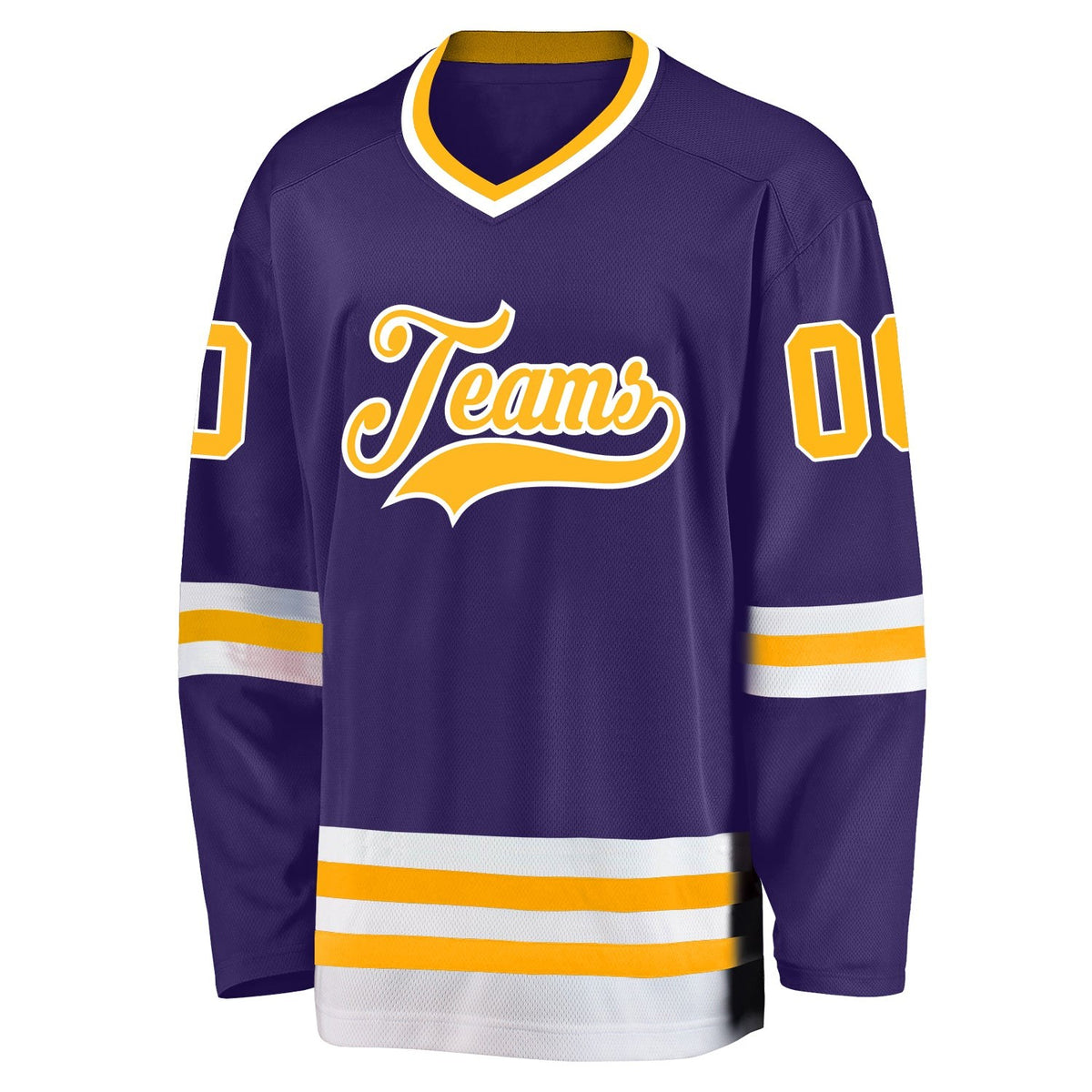 Custom Purple Gold-White Hockey Jersey photo 3