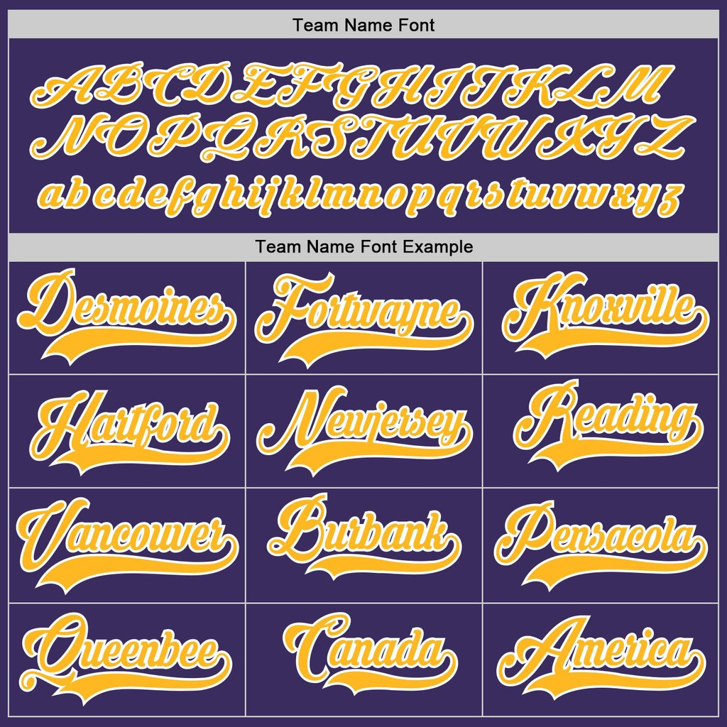 Custom Purple Gold-White Hockey Jersey photo 6
