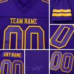 Custom Purple Purple-Gold Mesh Authentic Football Jersey detail