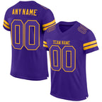 Custom Purple Purple-Gold Mesh Authentic Football Jersey photo 1