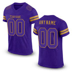 Custom Purple Purple-Old Gold Mesh Authentic Football Jersey