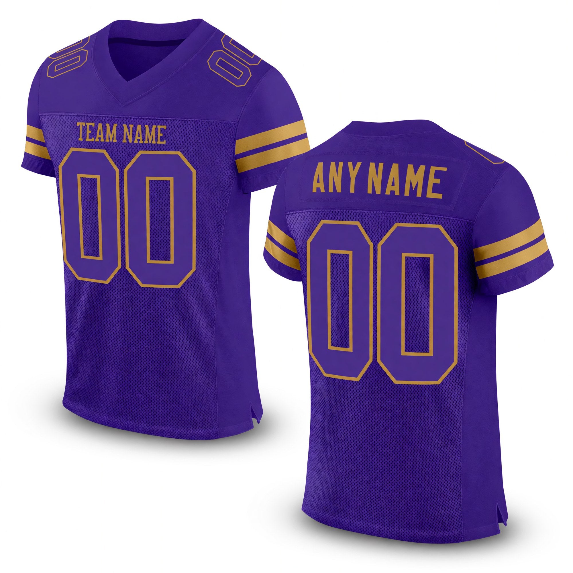 Custom Purple Purple-Old Gold Mesh Authentic Football Jersey