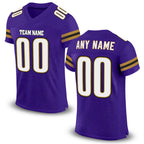 Custom Purple White-Old Gold Mesh Authentic Football Jersey