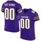 Custom Purple White-Old Gold Mesh Authentic Football Jersey photo 1