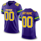 Custom Purple Gold-Kelly Green Mesh Authentic Football Jersey