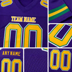 Custom Purple Gold-Kelly Green Mesh Authentic Football Jersey detail