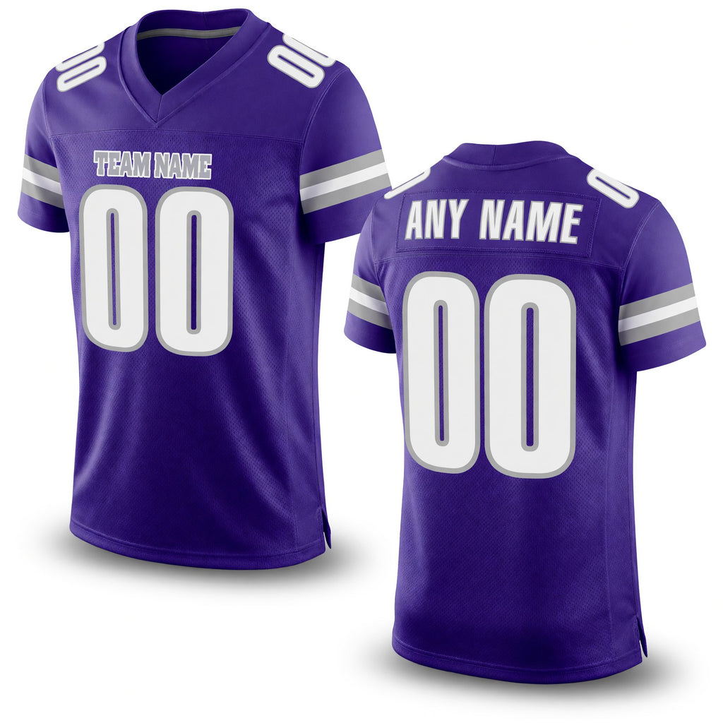 Custom Purple White-Gray Mesh Authentic Football Jersey