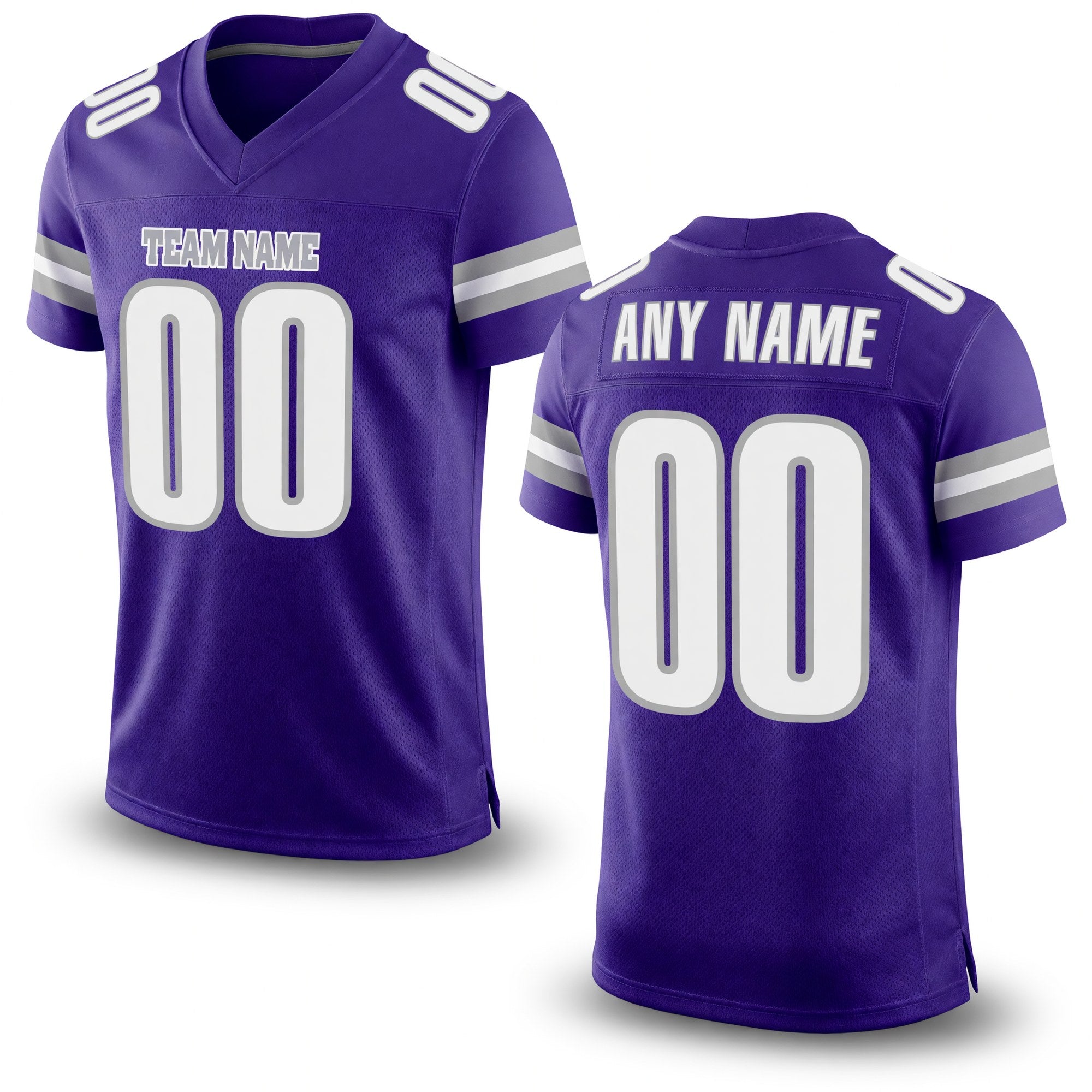 Custom Purple White-Gray Mesh Authentic Football Jersey