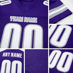 Custom Purple White-Gray Mesh Authentic Football Jersey detail