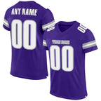 Custom Purple White-Gray Mesh Authentic Football Jersey photo 1