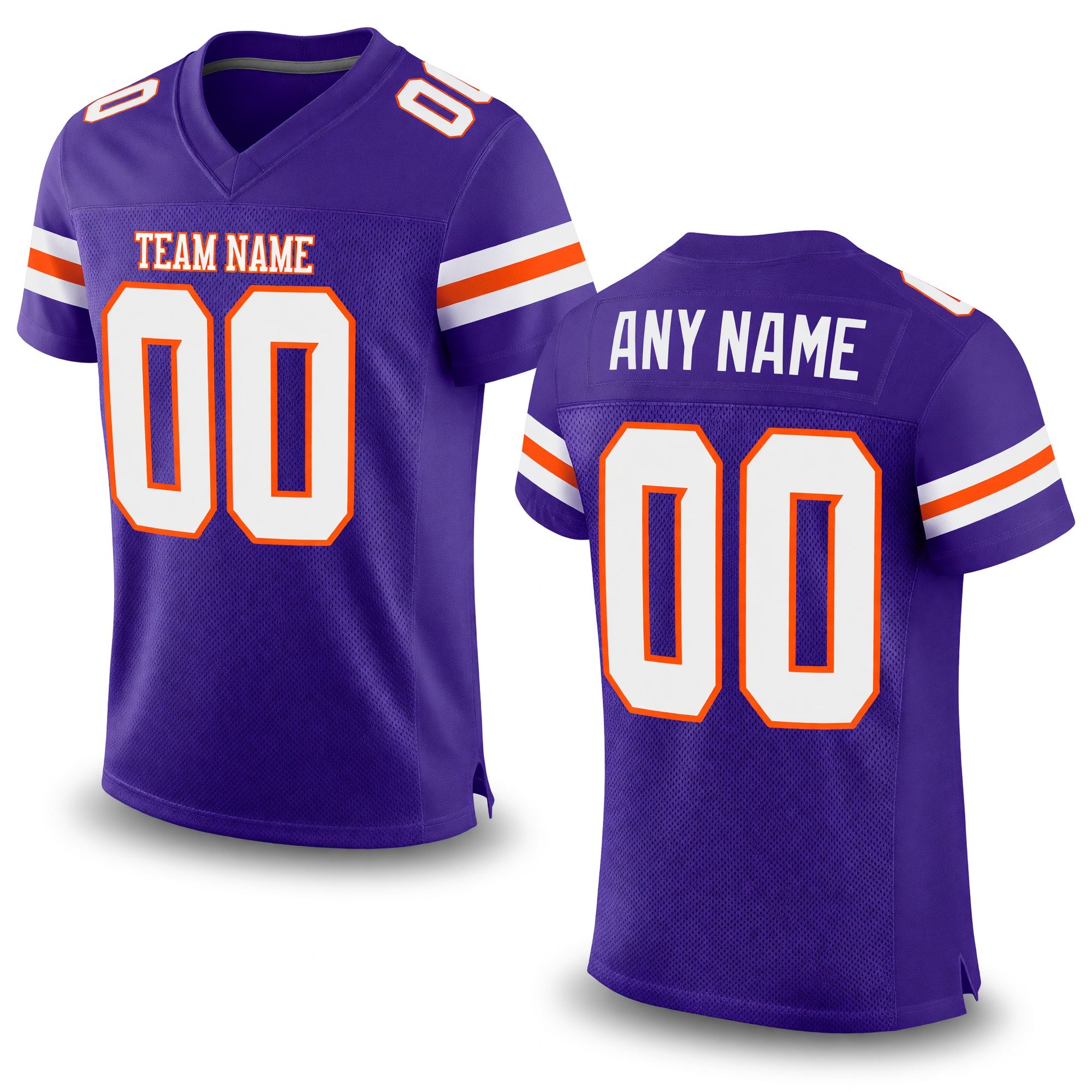 Custom Purple White-Orange Mesh Authentic Football Jersey