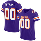 Custom Purple White-Orange Mesh Authentic Football Jersey photo 1