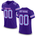 Custom Purple Light Blue-Pink Mesh Authentic Football Jersey
