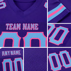 Custom Purple Light Blue-Pink Mesh Authentic Football Jersey detail