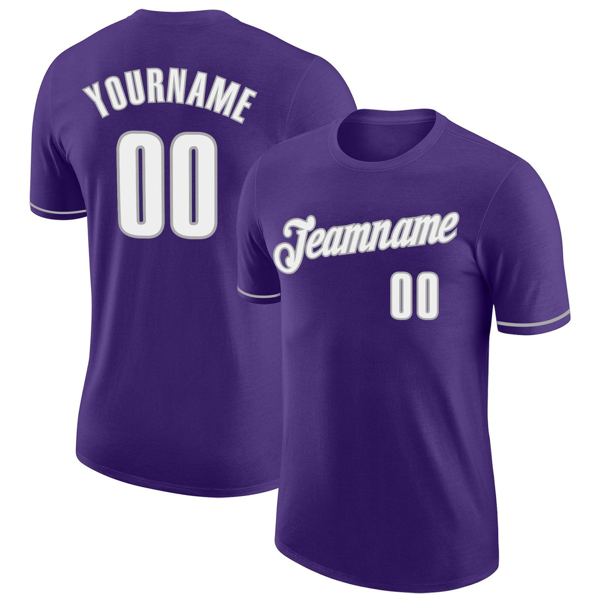 Custom Purple White-Gray Performance T-Shirt photo 1