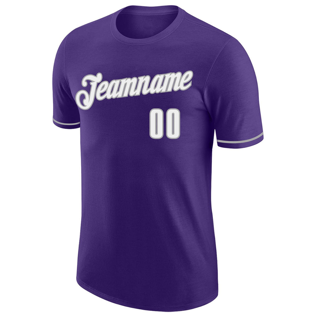 Custom Purple White-Gray Performance T-Shirt photo 4