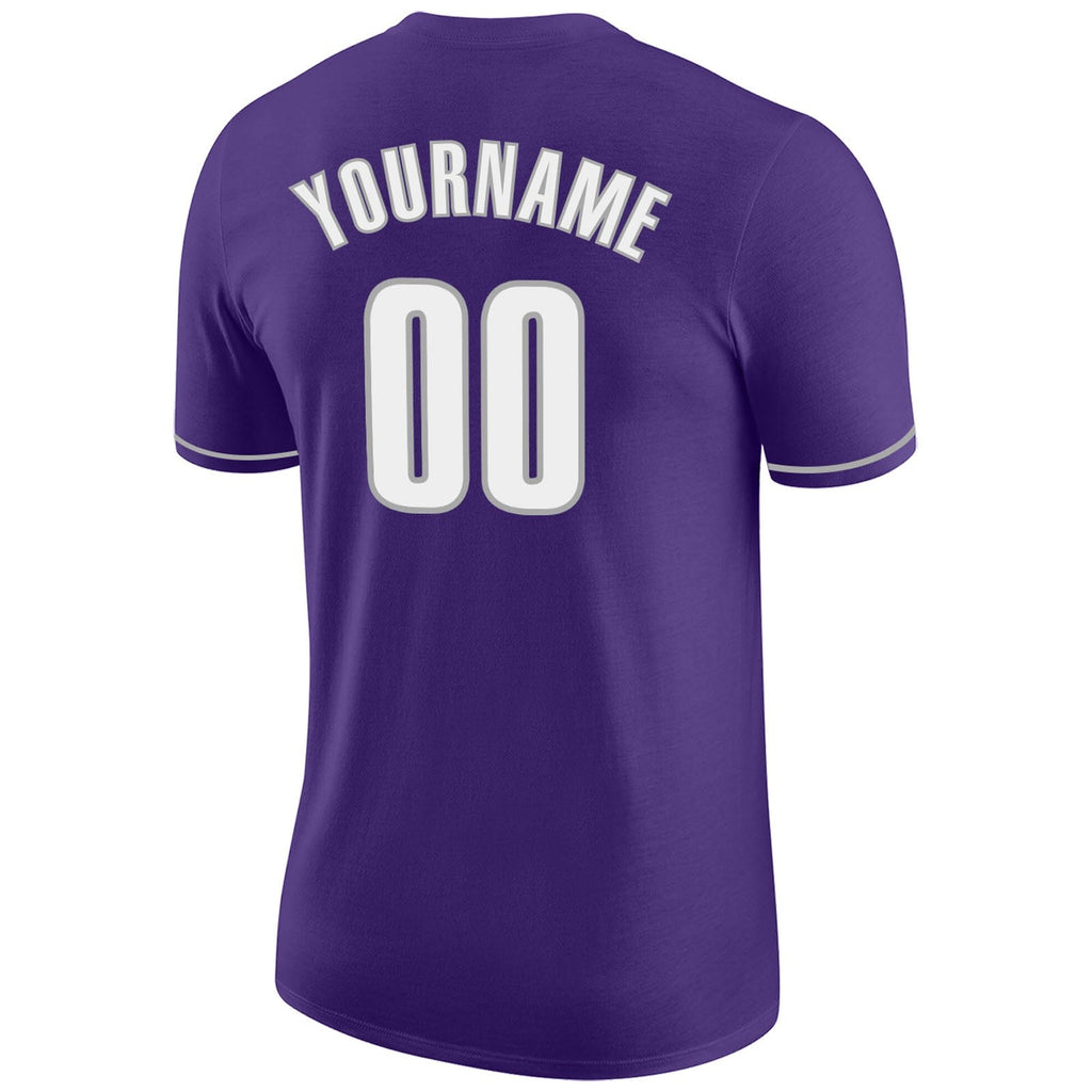 Custom Purple White-Gray Performance T-Shirt photo 5