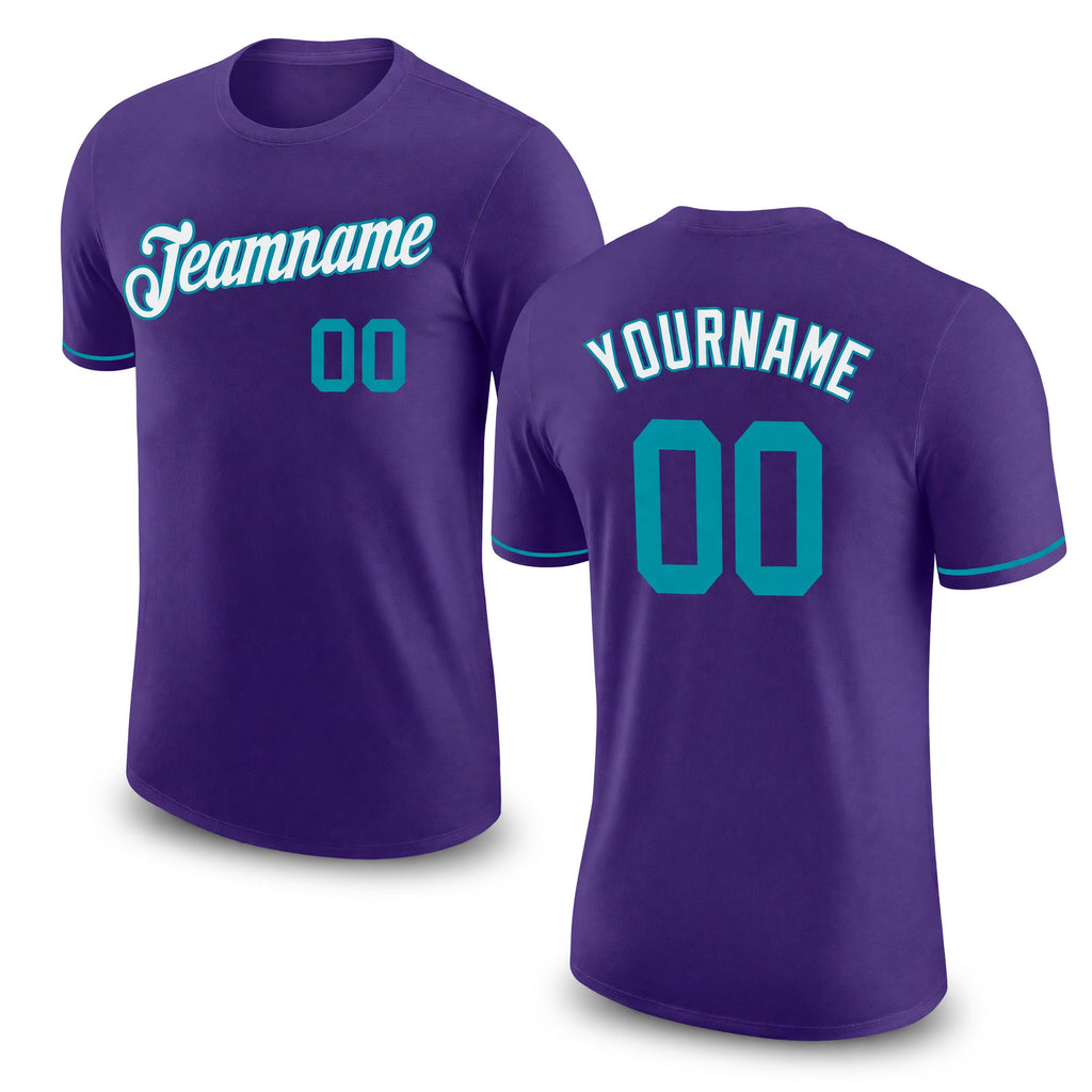 Custom Purple Teal-White Performance T-Shirt