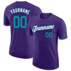 Custom Purple Teal-White Performance T-Shirt photo 1