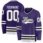 Custom Purple White-Black Hockey Jersey photo 1