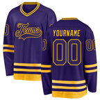 Custom Purple Purple-Gold Hockey Jersey