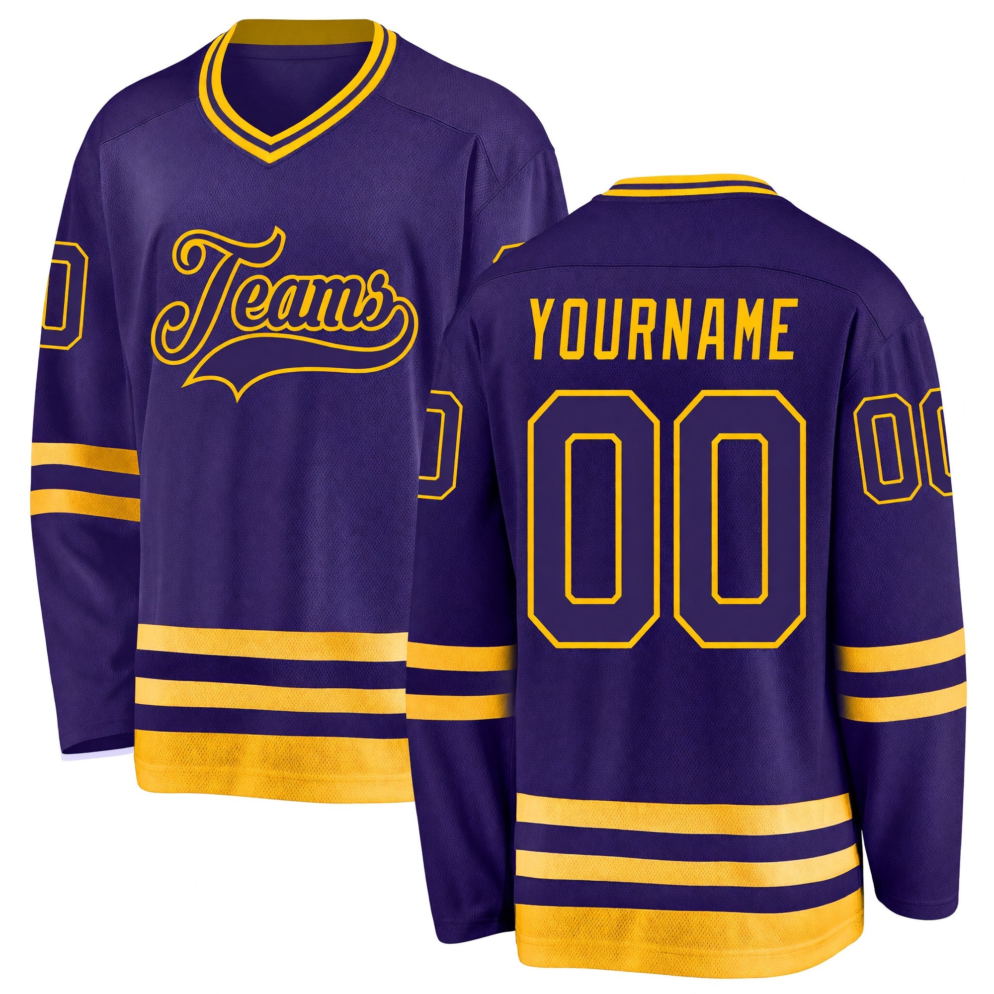 Custom Purple Purple-Gold Hockey Jersey