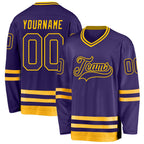 Custom Purple Purple-Gold Hockey Jersey photo 1