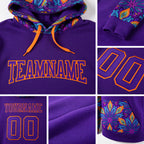 Custom Stitched Purple Purple-Orange 3D Pattern Design Sports Pullover Sweatshirt Hoodie detail